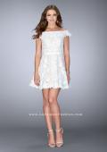Picture of: Off the Shoulder Short Lace Dress with Flared Skirt in White, Style: 23361, Detail Picture 2
