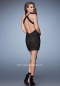 Picture of: Beaded Cocktail Dress with High Neckline in Black, Style: 23376, Back Picture