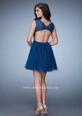 Picture of: Short Dress with Tulle Skirt and Rhinestones in Blue, Style: 23380, Back Picture