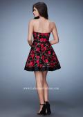 Picture of: Short Rose Print Dress with Satin Trim and Bow in Print, Style: 23385, Back Picture