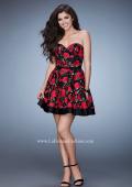Picture of: Short Rose Print Dress with Satin Trim and Bow in Print, Style: 23385, Detail Picture 1