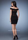Picture of: Fitted Homecoming Dress with Sheer Cut Outs in Black, Style: 23391, Back Picture
