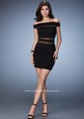 Picture of: Fitted Homecoming Dress with Sheer Cut Outs in Black, Style: 23391, Detail Picture 1