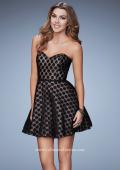 Picture of: Short Polka Dot Dress with A-line Skirt in Black, Style: 23392, Main Picture
