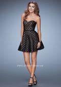 Picture of: Short Polka Dot Dress with A-line Skirt in Black, Style: 23392, Detail Picture 1