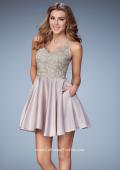 Picture of: Short A-line Dress with Beads, Lace, and Pockets in Nude, Style: 23393, Main Picture