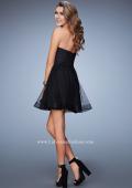 Picture of: Short Homecoming Dress with Cut Outs and Stones in Black, Style: 23402, Back Picture