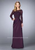 Picture of: Beaded Lace Bodice Evening Dress with Sheer Sleeves in Purple, Style: 23435, Detail Picture 1