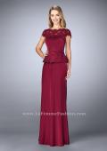 Picture of: Belted Evening Dress with Embroidered Peplum in Red, Style: 23444, Detail Picture 1