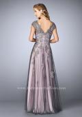 Picture of: Tulle Evening Gown with Embroidery and Cap Sleeves, Style: 23449, Back Picture