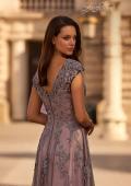 Picture of: Tulle Evening Gown with Embroidery and Cap Sleeves, Style: 23449, Detail Picture 2