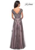 Picture of: Tulle Evening Gown with Embroidery and Cap Sleeves, Style: 23449, Detail Picture 4