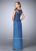 Picture of: Net evening Gown with Sheer Neckline in Blue, Style: 23456, Back Picture
