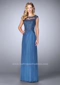 Picture of: Net evening Gown with Sheer Neckline in Blue, Style: 23456, Detail Picture 1