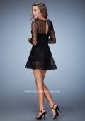 Picture of: Long Sleeve Sheer Polka Dot Dress With Shorts in Black, Style: 23460, Back Picture