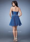 Picture of: Strapless Chiffon Short Dress with Beaded Belt in Blue, Style: 23482, Back Picture