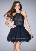 Picture of: High Neck Short Dress with Lace Bodice in Blue, Style: 23483, Main Picture