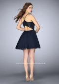 Picture of: High Neck Short Dress with Lace Bodice in Blue, Style: 23483, Back Picture
