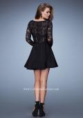 Picture of: Long Sleeve Cocktail Dress with High Neck and Stones in Black, Style: 23501, Back Picture