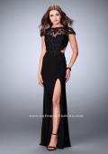 Picture of: Fitted Lace Dress with Jersey Skirt and Open Back in Black, Style: 23561, Main Picture