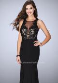 Picture of: Fitted Dress with Sheer Lace Bodice and Open Back in Black, Style: 23571, Main Picture