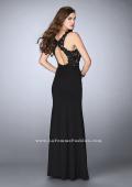 Picture of: Fitted Dress with Sheer Lace Bodice and Open Back in Black, Style: 23571, Back Picture