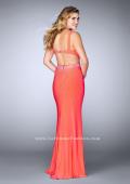 Picture of: Fitted Prom Dress with Rhinestone and Deep V Neckline in Orange, Style: 23586, Detail Picture 4