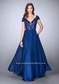 Picture of: A-line Dress with Cap Sleeves, Lace Top and Chiffon Skirt in Blue, Style: 23587, Main Picture