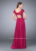 Picture of: A-line Dress with Cap Sleeves, Lace Top and Chiffon Skirt in Pink, Style: 23587, Back Picture