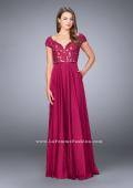 Picture of: A-line Dress with Cap Sleeves, Lace Top and Chiffon Skirt in Pink, Style: 23587, Detail Picture 1