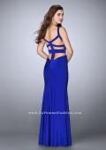 Picture of: Long Fitted Dress with Side Cut Outs and Slit in Blue, Style: 23594, Back Picture