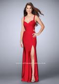 Picture of: Long Fitted Dress with Side Cut Outs and Slit in Red, Style: 23594, Detail Picture 1