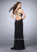 Picture of: Fitted Jersey Dress with Rhinestones and a Strappy Back in Black, Style: 23601, Back Picture