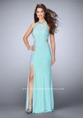 Picture of: Fitted Jersey Dress with Rhinestones and a Strappy Back in Blue, Style: 23601, Detail Picture 2