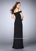 Picture of: Double Slit Off the Shoulder Dress with Lace Inlays in Black, Style: 23607, Back Picture