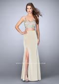 Picture of: Illusion Two Piece Dress with Beaded Top and Fitted Skirt in Nude, Style: 23653, Main Picture
