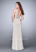 Picture of: Illusion Two Piece Dress with Beaded Top and Fitted Skirt in Nude, Style: 23653, Back Picture