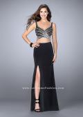 Picture of: Illusion Two Piece Dress with Beaded Top and Fitted Skirt in Black, Style: 23653, Detail Picture 2