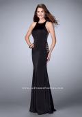 Picture of: Racer Back Jersey Prom Dress with Side Cut Outs in Black, Style: 23665, Detail Picture 2