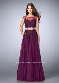 Picture of: Lace Two Piece Dress with a High Neck and Tulle Skirt in Purple, Style: 23666, Main Picture