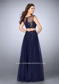 Picture of: Lace Two Piece Dress with a High Neck and Tulle Skirt in Blue, Style: 23666, Back Picture