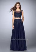 Picture of: Lace Two Piece Dress with a High Neck and Tulle Skirt in Blue, Style: 23666, Detail Picture 1