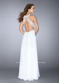 Picture of: A-line Dress with Lace Illusion Neckline and Chiffon Skirt in White, Style: 23704, Back Picture