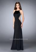 Picture of: Long Prom Gown with High Neck and Beaded Cut Outs in Black, Style: 23718, Detail Picture 2