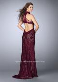 Picture of: High Collar Lace Prom Dress with Illusion Neckline in Red, Style: 23732, Back Picture