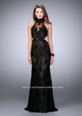 Picture of: High Collar Lace Prom Dress with Illusion Neckline in Black, Style: 23732, Detail Picture 2