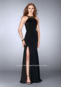 Picture of: High Neck Jersey Dress with Beading and Open Back in Black, Style: 23737, Main Picture