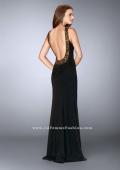 Picture of: High Neck Jersey Dress with Beading and Open Back in Black, Style: 23737, Back Picture