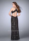 Picture of: High Neck Lace Gown with Side Cut Outs and Open Back in Black, Style: 23744, Back Picture