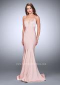 Picture of: Jersey Mermaid Prom Dress with a Deep V neckline in Pink, Style: 23747, Back Picture